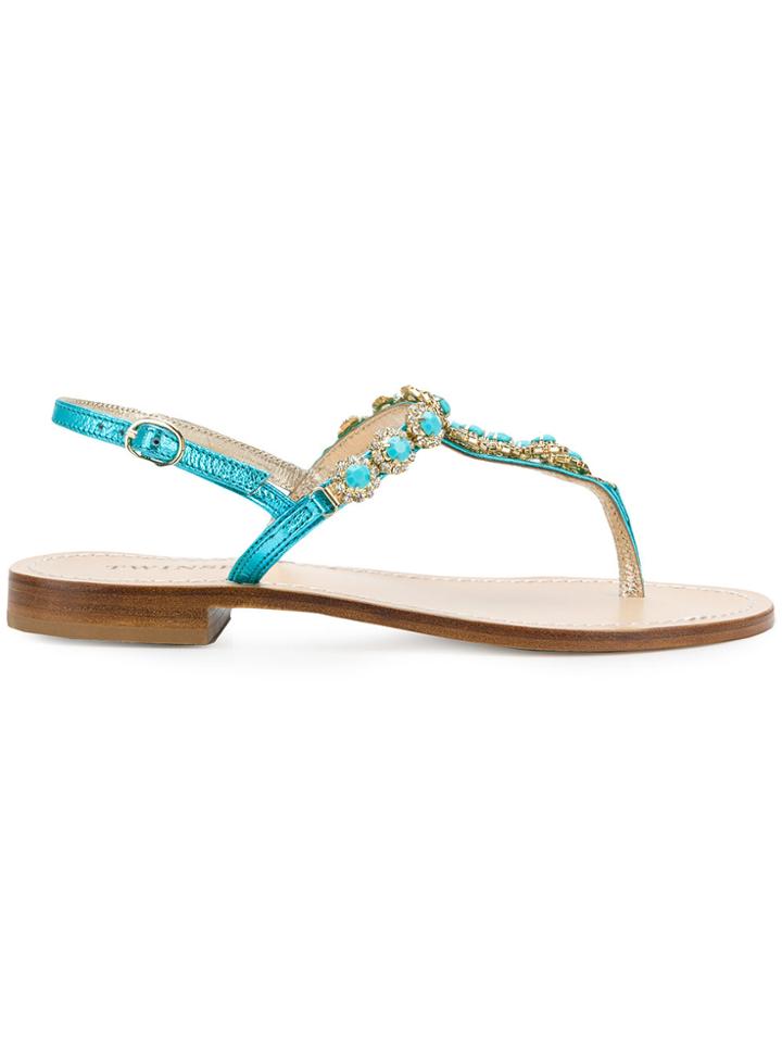 Twin-set Embellished Sandals - Blue