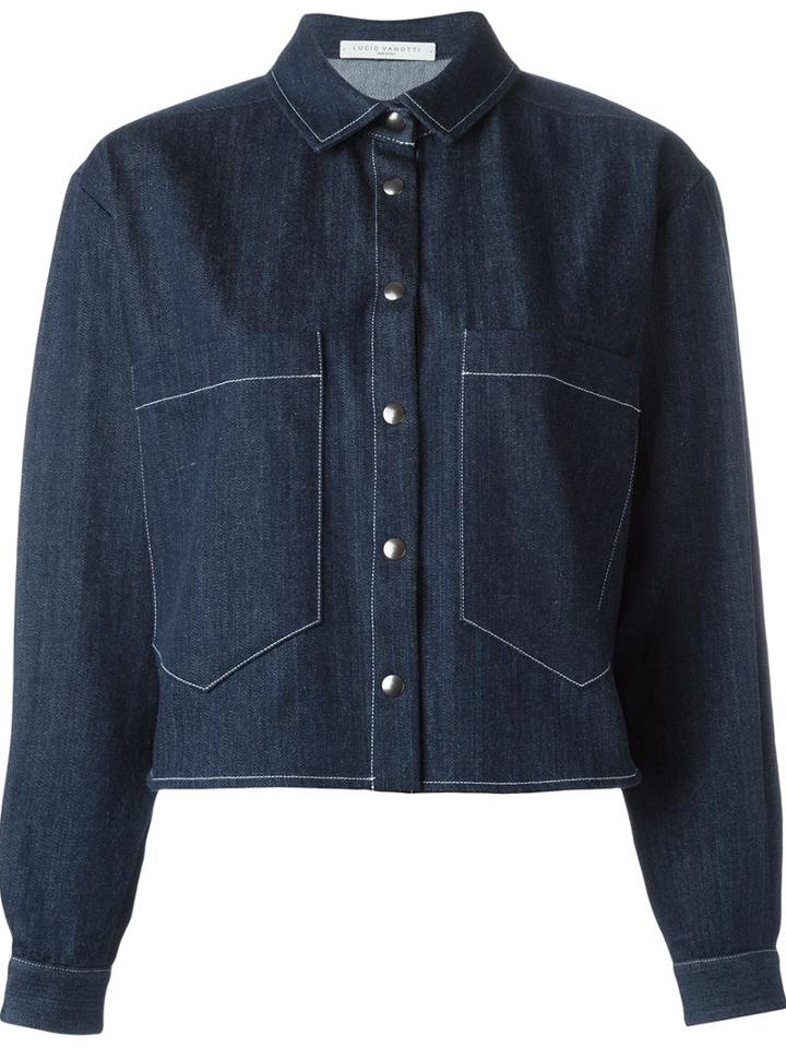 Lucio Vanotti Contrast Seam Cropped Denim Jacket
