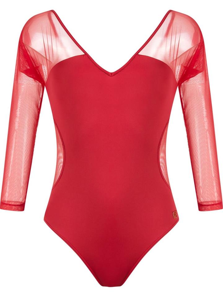 Brigitte Sheer Panels Body - Red
