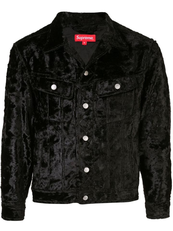 Supreme Fuzzy Pile Trucker Jacket - Black