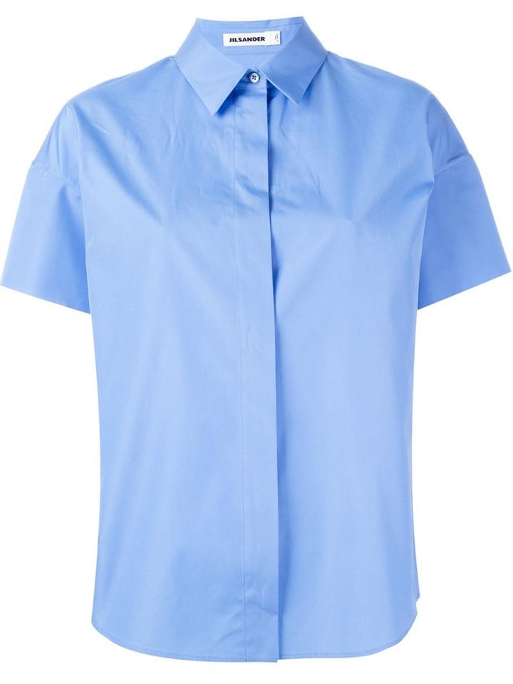 Jil Sander Shortsleeved Shirt, Women's, Size: L, Blue, Cotton