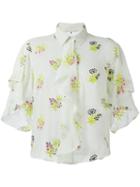 Marco De Vincenzo Floral Embroidery Shirt, Women's, Size: 38, Green, Silk