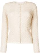 M Missoni Embroidered Fitted Cardigan - Nude & Neutrals