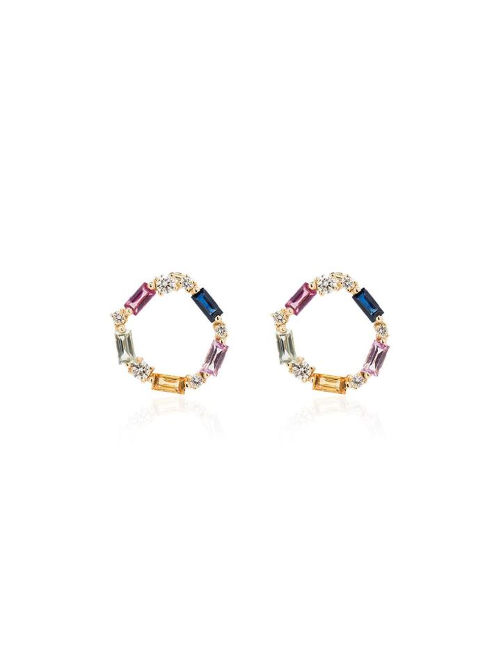 Suzanne Kalan 18kt Yellow Gold Fireworks Sapphire Diamond Open Circle
