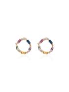 Suzanne Kalan 18kt Yellow Gold Fireworks Sapphire Diamond Open Circle