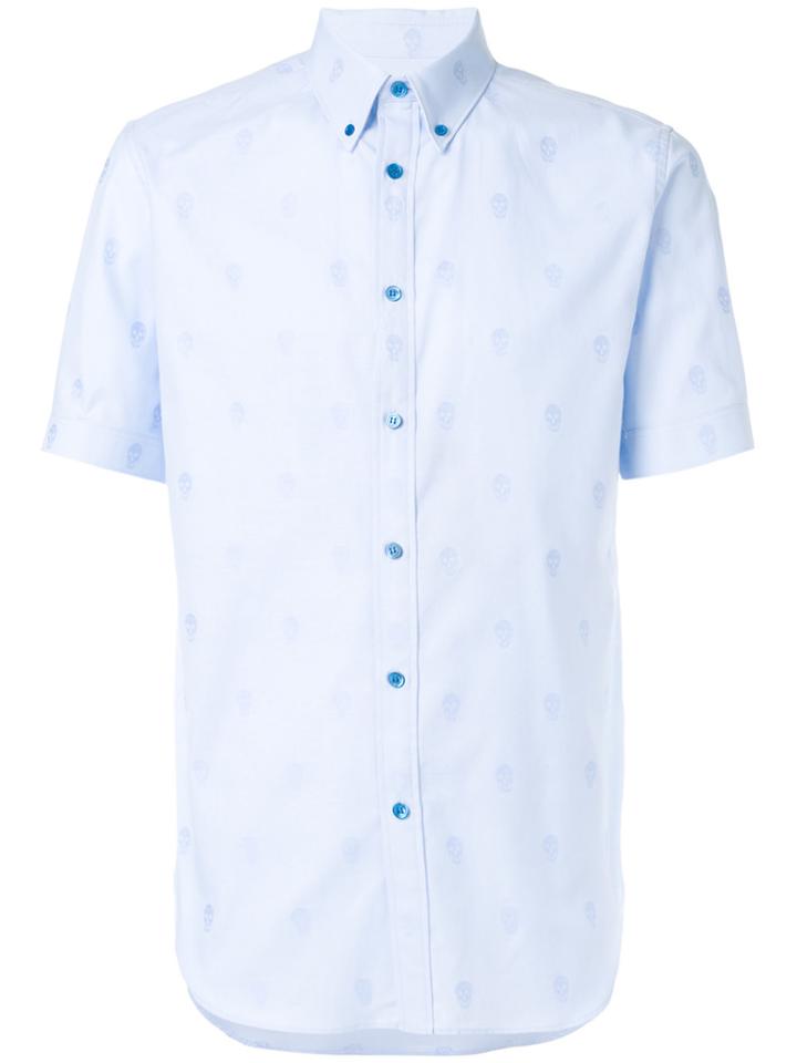 Alexander Mcqueen Skull Jacquard Button Down Shirt - Blue