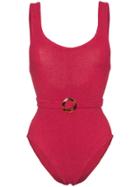 Hunza G Solitaire Seersucker Swimsuit - Red