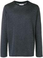 Soulland Pointelle Textured Long Sleeve Crew Neck Shirt - Blue