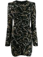 Pinko Chain Print Fitted Dress - Black
