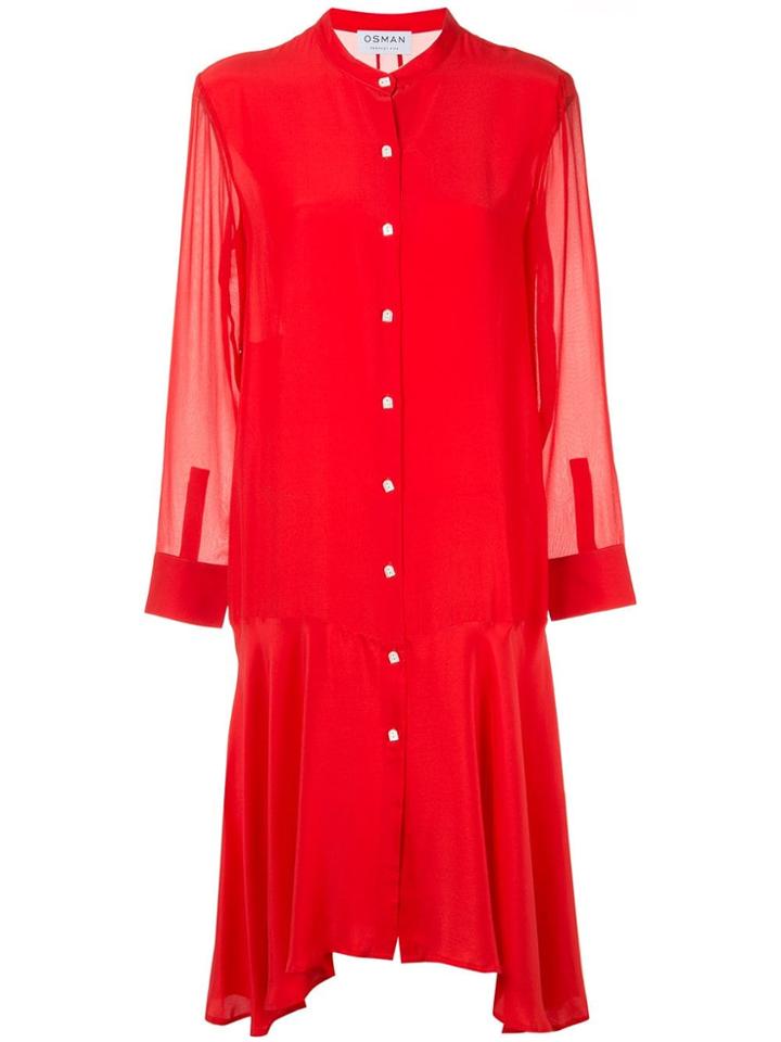 Osman Plain Shirt Dress - Red