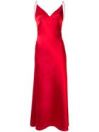 Dalood Long V-neck Dress - Red