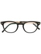 Matsuda - Round Frame Glasses - Unisex - Acetate/titanium - One Size, Black, Acetate/titanium