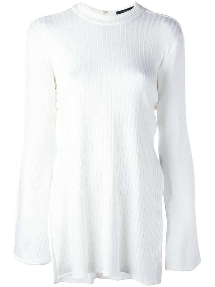 Ellery - Ribbed Flared Sleeve Top - Women - Nylon/spandex/elastane/viscose - 10, White, Nylon/spandex/elastane/viscose