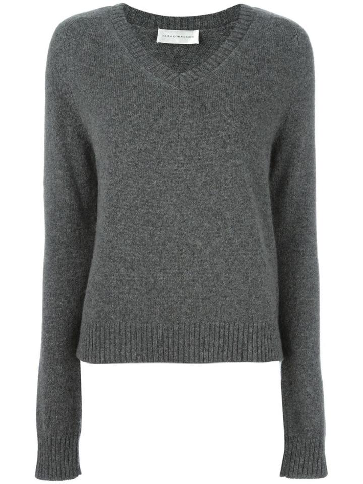 Faith Connexion Cashmere V-neck Jumper - Grey