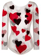 Alexia Hentsch Silk Heart Applique Bodysuit - Red