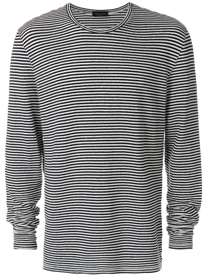 Roberto Collina Striped Jersey Top - Black