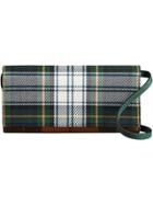 Burberry Tartan Cotton And Leather Wallet With Chain - Green