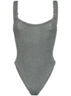 Hunza G Isolde Domino Seersucker Swimsuit - Grey