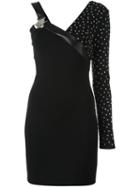 Versus Studded One-shoulder Dress, Women's, Size: 38, Black, Leather/polyamide/spandex/elastane/viscose