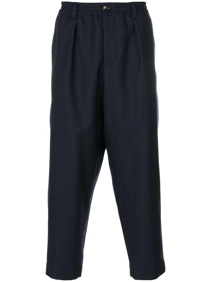 Marni Herringbone Drop-crotch Trousers - Blue
