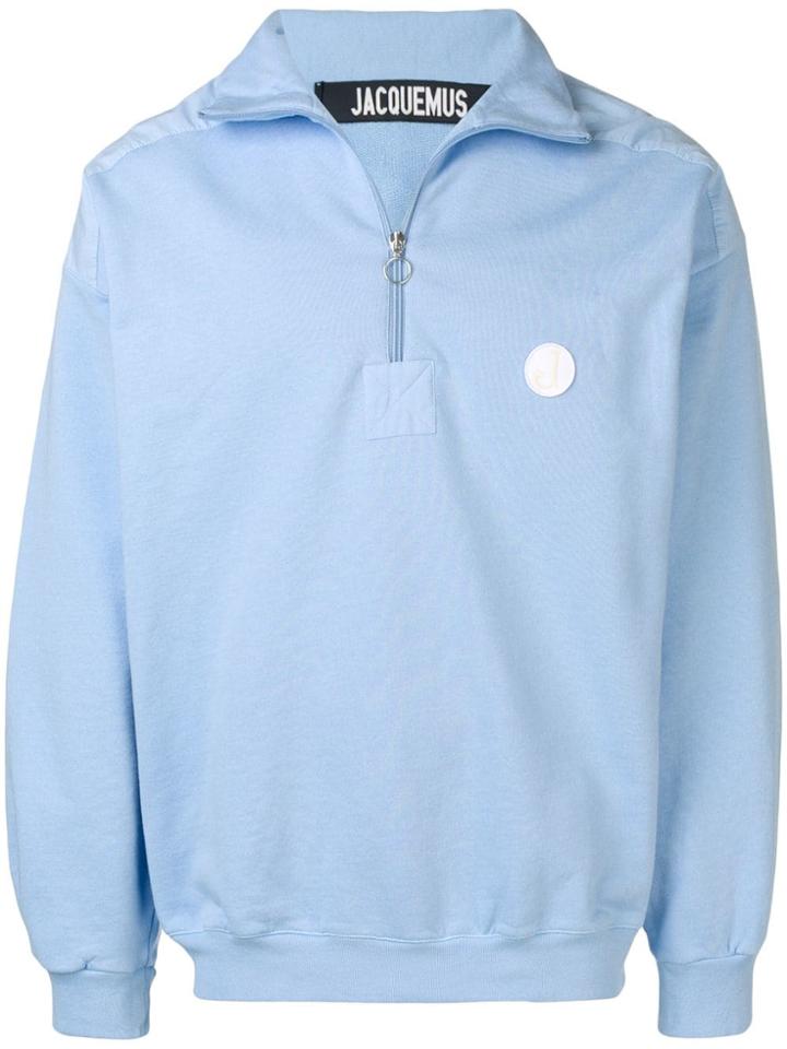 Jacquemus Half-zip Logo Stamp Jumper - Blue