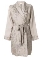 Gold Hawk Embroidered Belted Coat - Nude & Neutrals