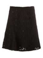 Giambattista Valli Lace Pleated Skirt, Women's, Size: 40, Black, Cotton/viscose/polyester/silk