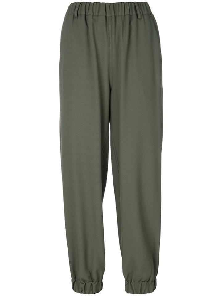 Mm6 Maison Margiela Cuffed Straight-leg Trousers - Green