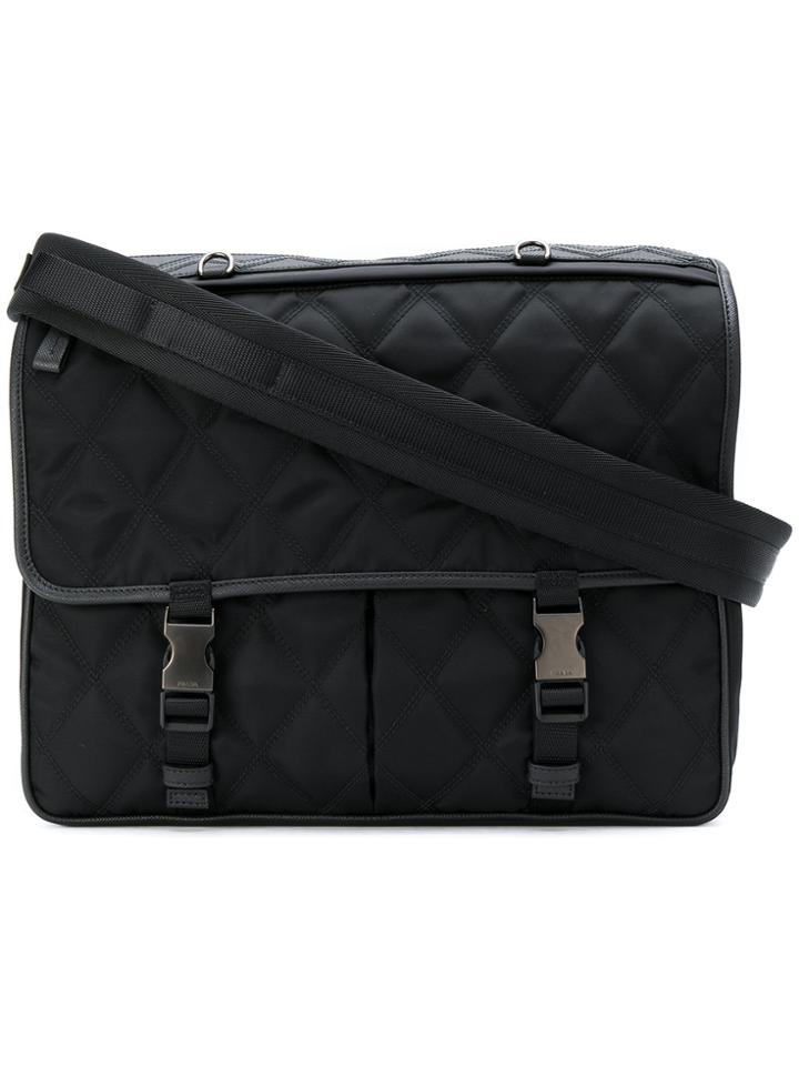 Prada Quilted Messenger Bag - Black