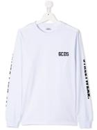 Gcds Kids Teen Embroidered Logo Sweatshirt - White
