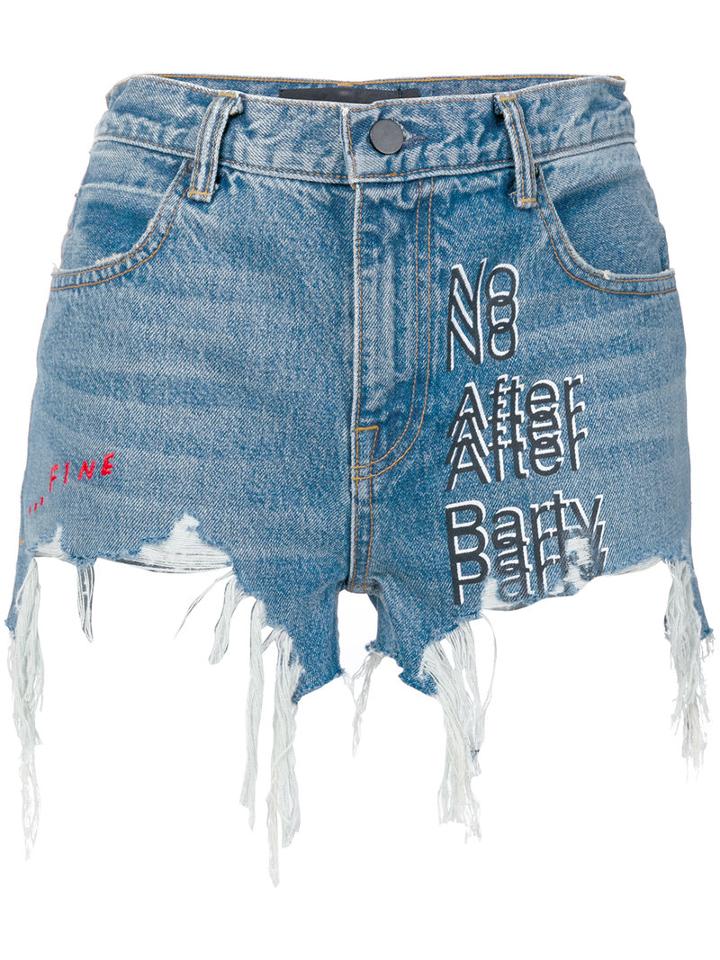 Alexander Wang - Denim 'no After Party' Shorts - Women - Cotton - 26, Blue, Cotton