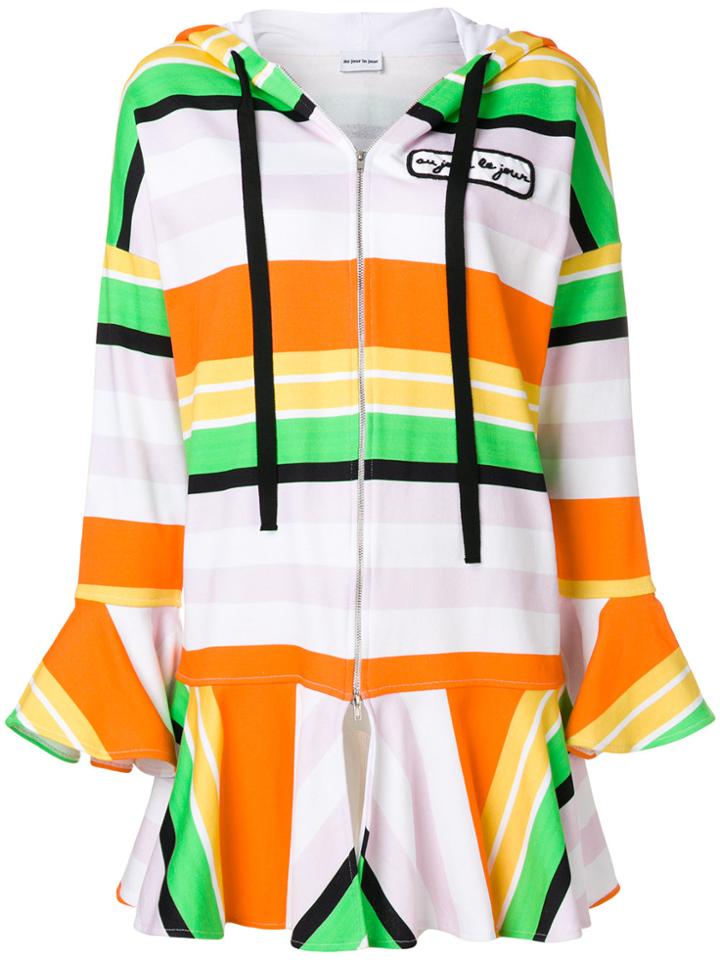 Au Jour Le Jour Peplum Striped Hoodie - Multicolour