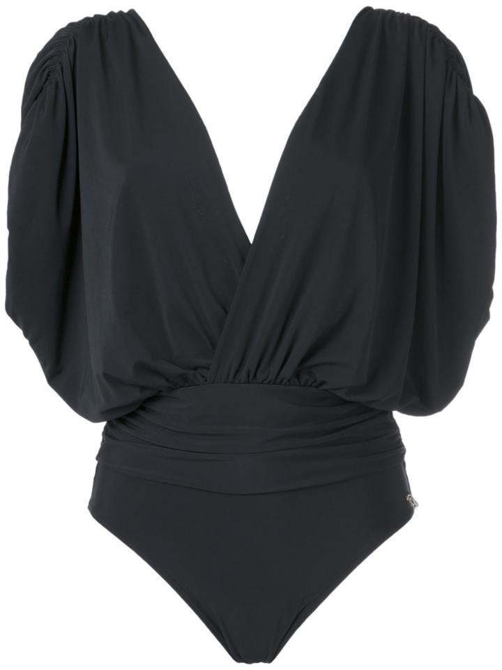 Brigitte Deep V Neck Swimsuit - Black
