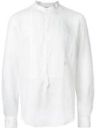 Massimo Alba Band Collar Shirt, Men's, Size: Xl, White, Linen/flax