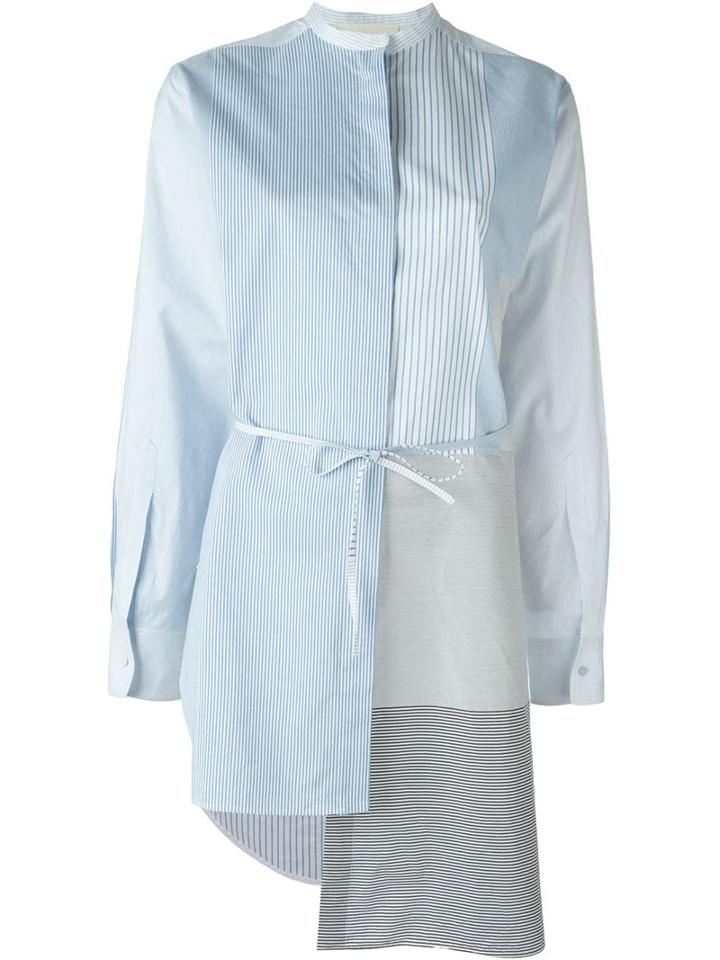 Ports 1961 Asymmetric Striped Shirt, Women's, Size: 42, Blue, Cotton/cupro