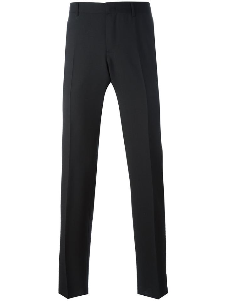 Z Zegna Plain Tailored Trousers, Men's, Size: 52, Black, Acetate/viscose/wool