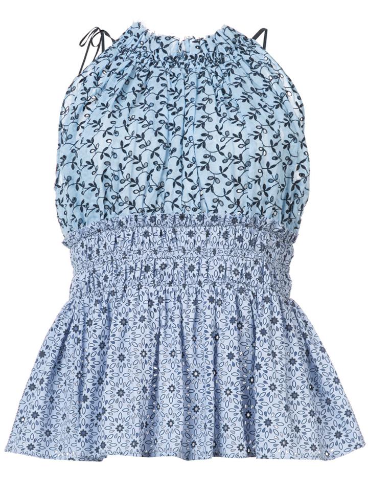 Altuzarra Floral Print Peplum Top - Blue
