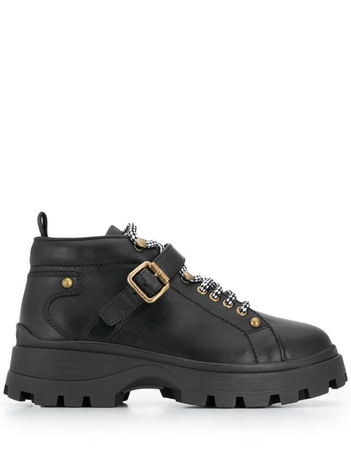 Miu Miu Military Inspired Ankle Boots - Black