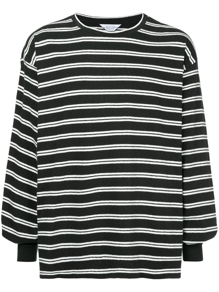 Unused Long-sleeved Striped T-shirt - Black