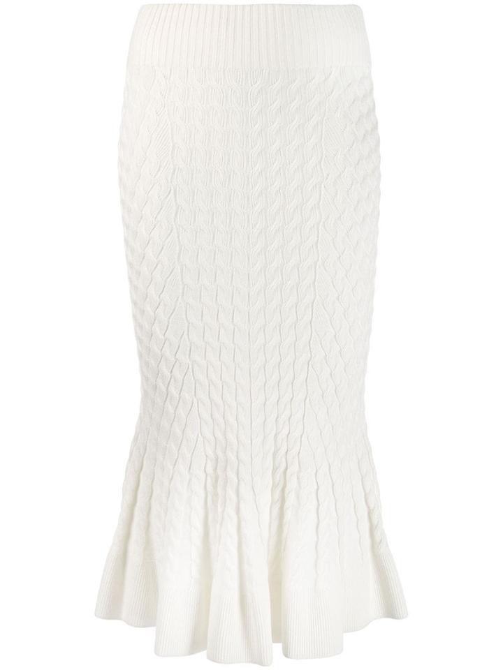 Alexander Mcqueen Knit Trumpet Midi Skirt - White