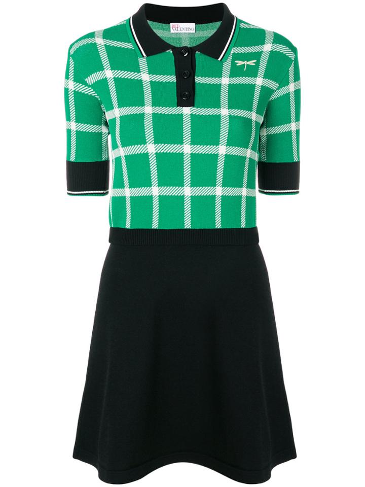 Red Valentino Checked Polo Shirt Dress - Green