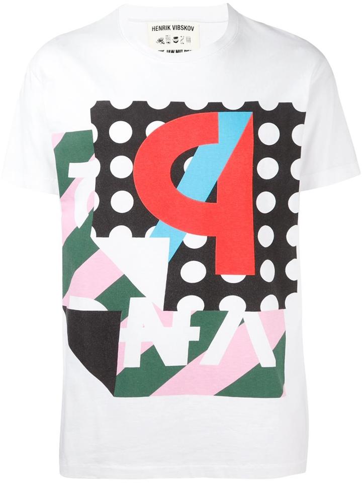Henrik Vibskov Graphic Print T-shirt, Men's, Size: Small, White, Cotton