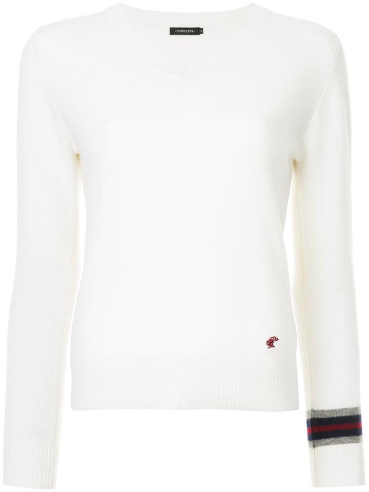 Loveless V Neck Jumper - White