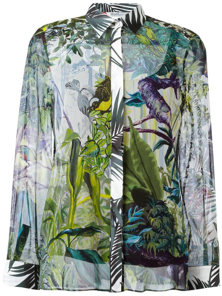 Max Mara - Floral Print Shirt - Women - Silk/spandex/elastane/viscose - 40, Women's, Green, Silk/spandex/elastane/viscose