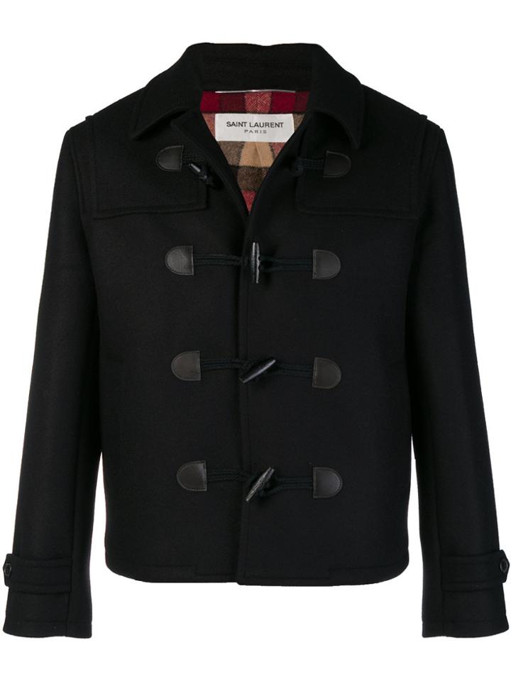 Saint Laurent Classic Fitted Duffle Coat - Black