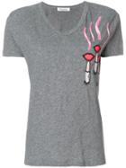 Valentino Lipstick Embroidered T-shirt - Grey