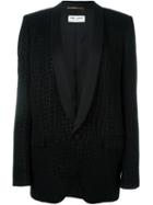 Saint Laurent Crocodile Effect Blazer, Women's, Size: 40, Black, Triacetate/viscose/polyester/silk