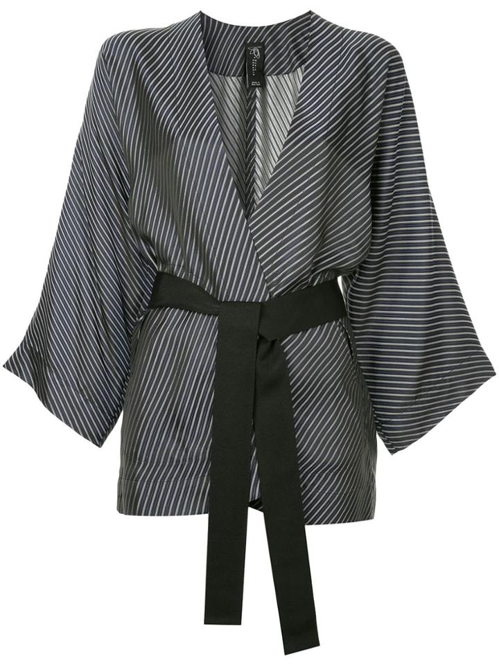 Zero + Maria Cornejo Diagonal Stripe Kimono Blazer - Black
