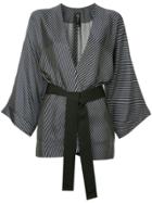 Zero + Maria Cornejo Diagonal Stripe Kimono Blazer - Black