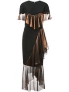 Christian Siriano Asymmetric Frill Dress - Black